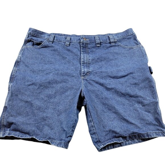 Wrangler Denim Shorts Mens 48 Carpenter Workwear Relaxed Dark Wash - Picture 1 of 7